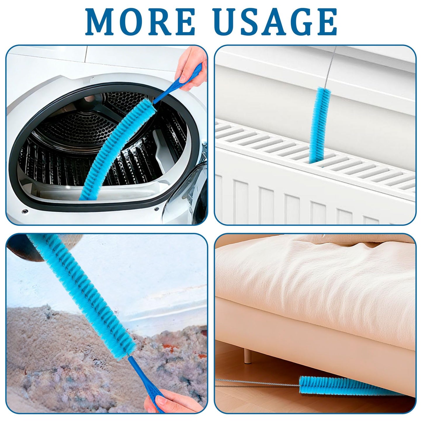 Dryer Vent Cleaner Kit – Flexible Brush & Universal Vacuum Attachment for Lint Removal, Dryer Duct and Vent Cleaning Tool for Dryer, Washer, Car Vents & Air Ducts