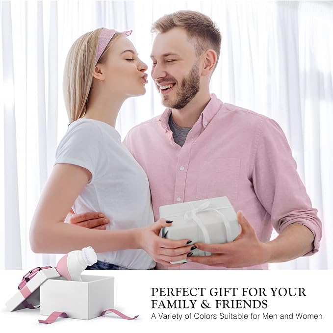 COSLUS Facial Cleansing Brush Silicone Face Scrubber: 7 in 1 FBS-D Electric Exfoliating Rotating Massage Device Waterproof Deep Cleaning Exfoliation Spa Machine - Electronic Skin Care Wash System