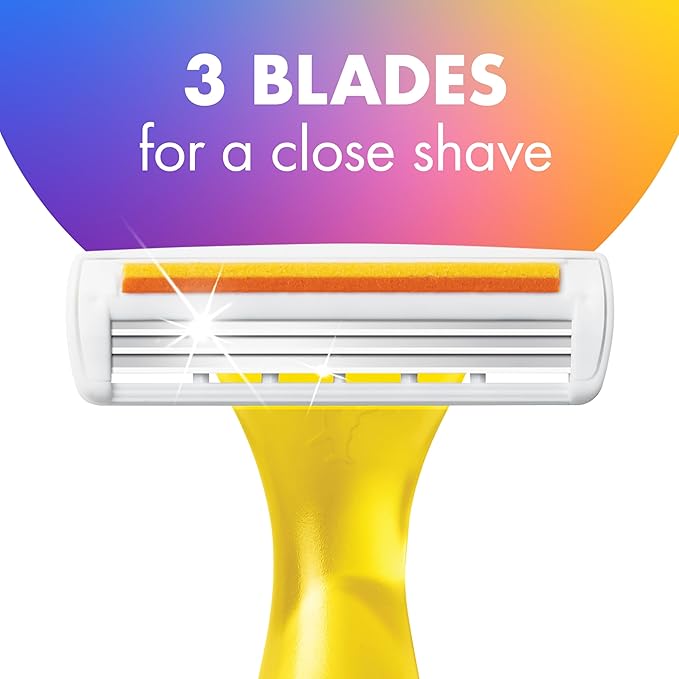 BIC Soleil 3 Colors Women's Disposable 3 Blade Razors, Colorful Handles and Moisture Strip, 10-Pack