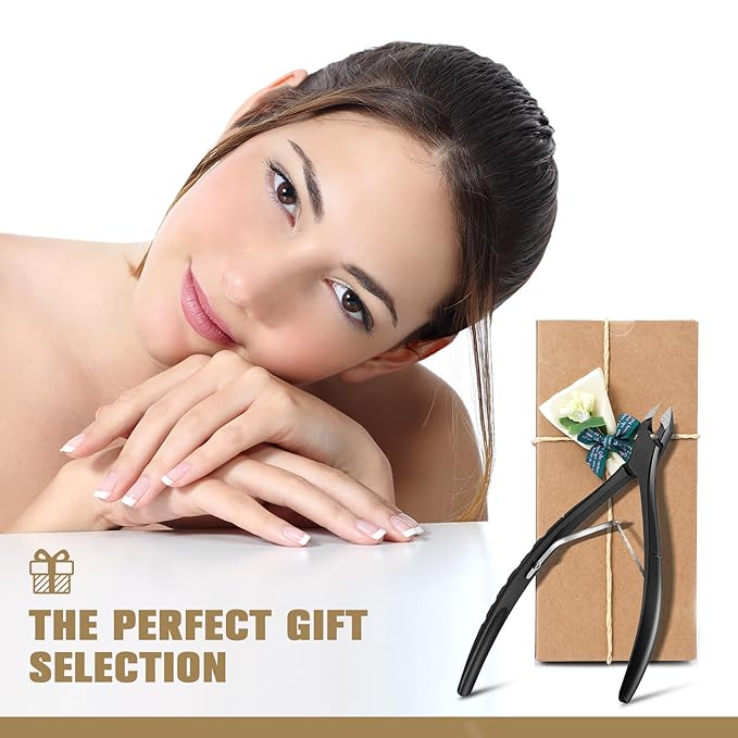 FERYES 2 in 1 Professional Cuticle Trimmer,Cuticle Clipper with Pusher, 6mm Full Jaw Cuticle Nipper, Stainless Steel Cuticle Remover Tool