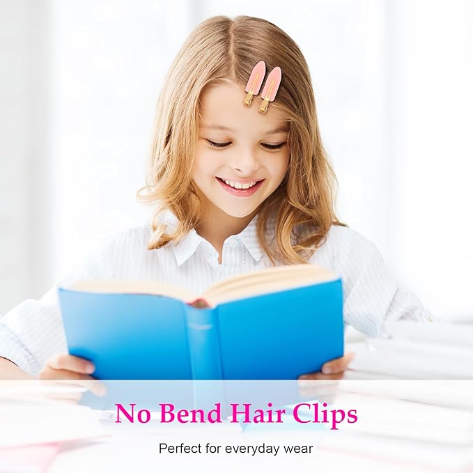 D 6 Pcs No bend Hair Clips No Crease Hair Clip Makeup Clips for Women and Girls Flat Hair Clips for Hairstyling Salon Golden Handle(Pink)