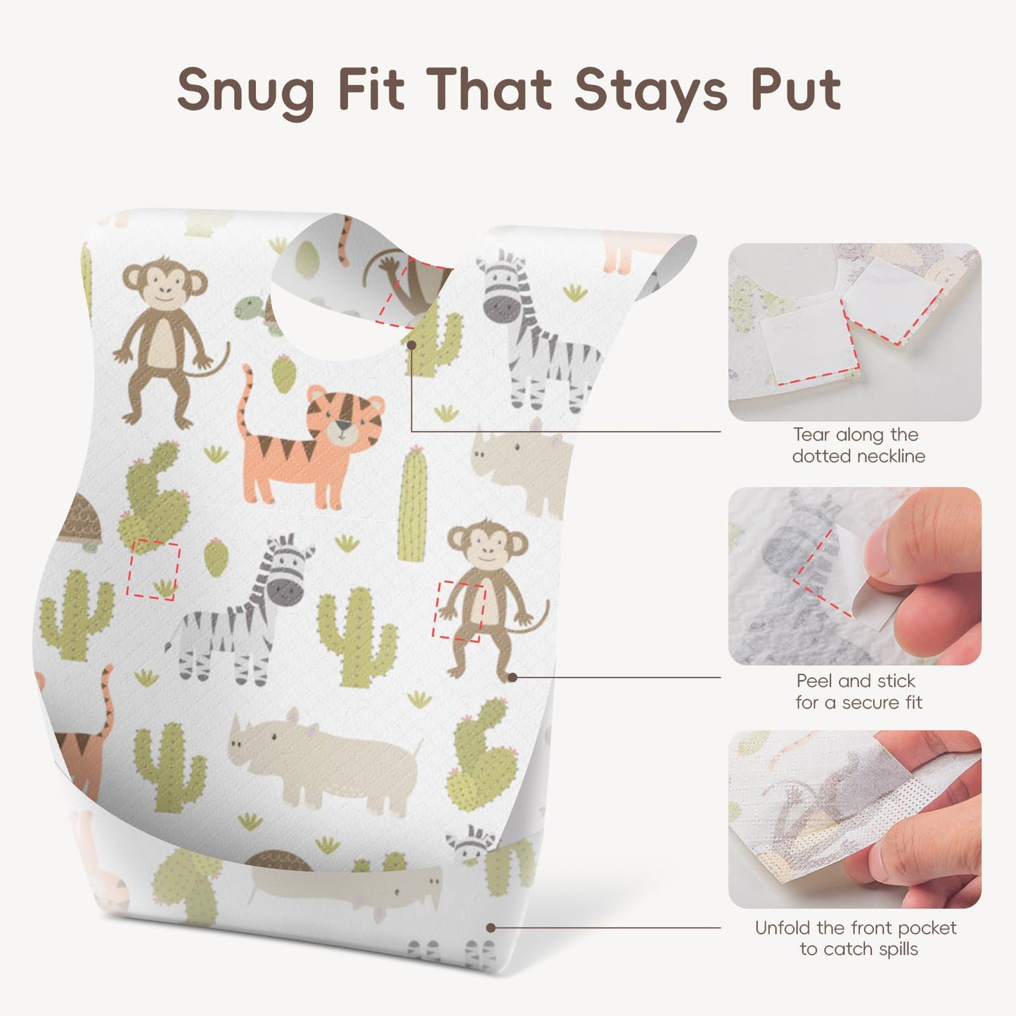 KIIS Disposable Baby Bibs for Baby Boys and Girls - Individually Packaged - Hygienic, Soft and Leakproof (20 PCS / 60 PCS)