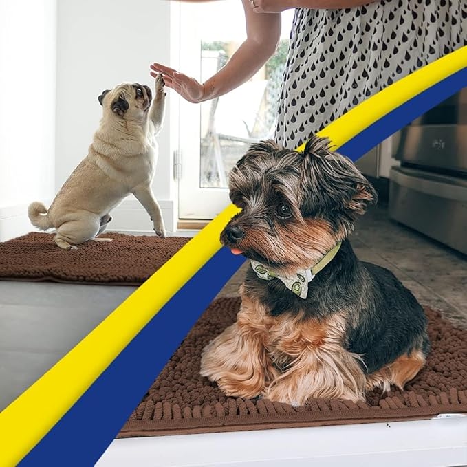 Muddy Mat® | Super Absorbent Door Mat Indoor, Microfiber Quick Dry Chenille Entryway Rug, Non-Slip Front Door Mat, Indoor Mats for Entryway, Machine Washable Pet Rug, Brown 24"x36"