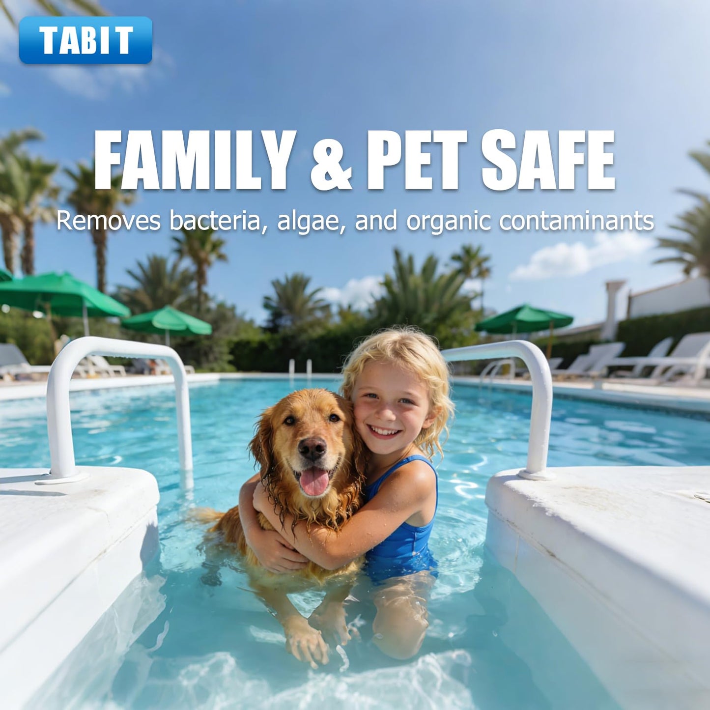 TABIT 3" Chlorine Tabs, 3 Inch Chlorinating Tablets 5 lbs for Swimming Pool, Spa and Hot Tub, Slow Dissolving