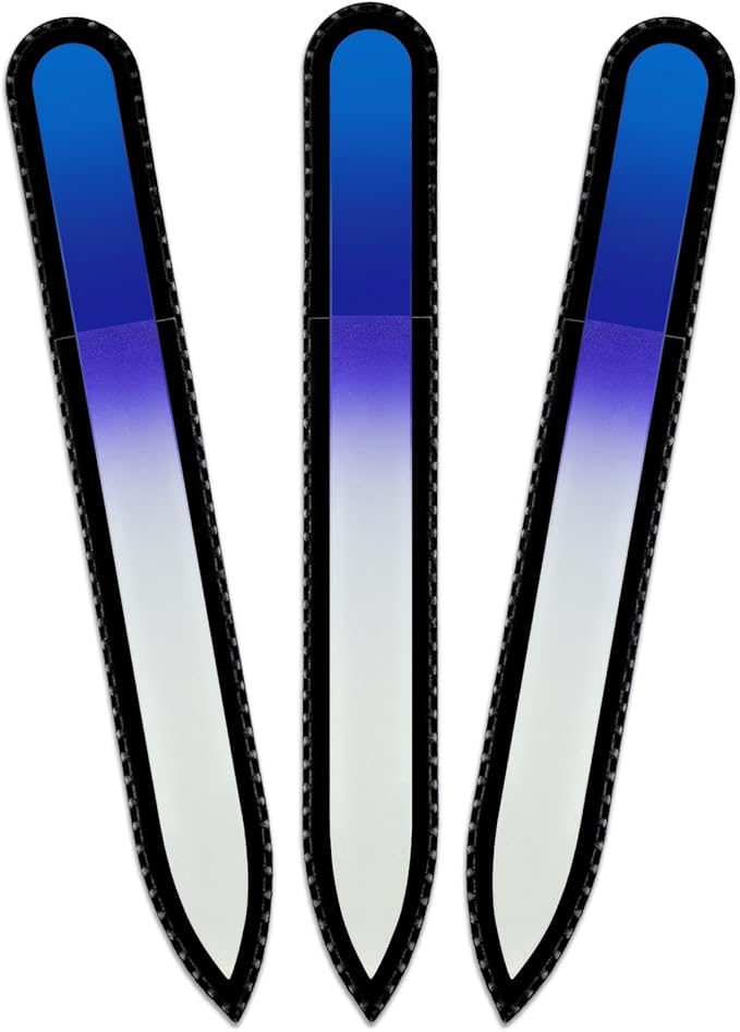 Mont Bleu Rainbow Glass Nail File in Black Pouch - Czech Tempered Glass - Handmade in Bohemia-Czech Republic - Fingernail File for Natural Nails