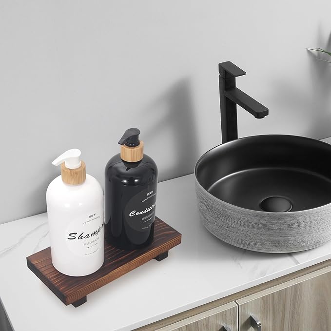 Small Kitchen Sink Soap Tray for Counter Bathroom Vanity Tray Wooden Risers for Kitchen Countertop Decor Dish Soap Dispenser Farmhouse Wood Pedestal Bathroom Organizer Accessories Decorative Trays