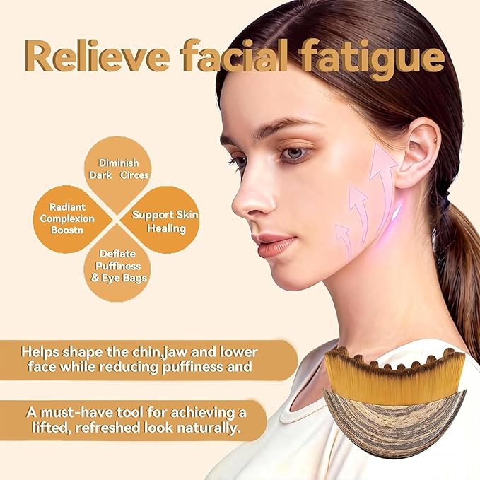 Lymphatic Contour Face Brush, Dry Brushing Face Massager for Drainage, Chin and Jawline Sculpting, Ergonomic Design,Puffiness Reduction -Lift,Sculpt & Depuff for Glowing Skin Boost Product Absorption