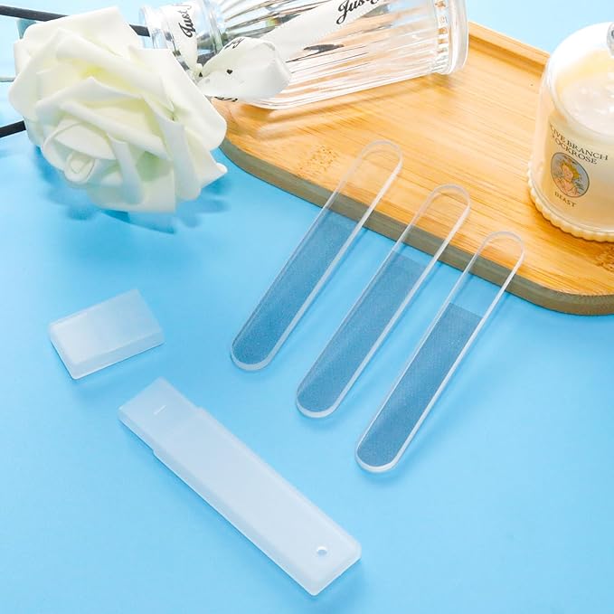 Pine & Linen 8 Pcs Nano Nail File, Glass Fingernail Polisher Shiner Glass Nails Buffers, Crystal Nail Files for Nails/Women（Style-2）