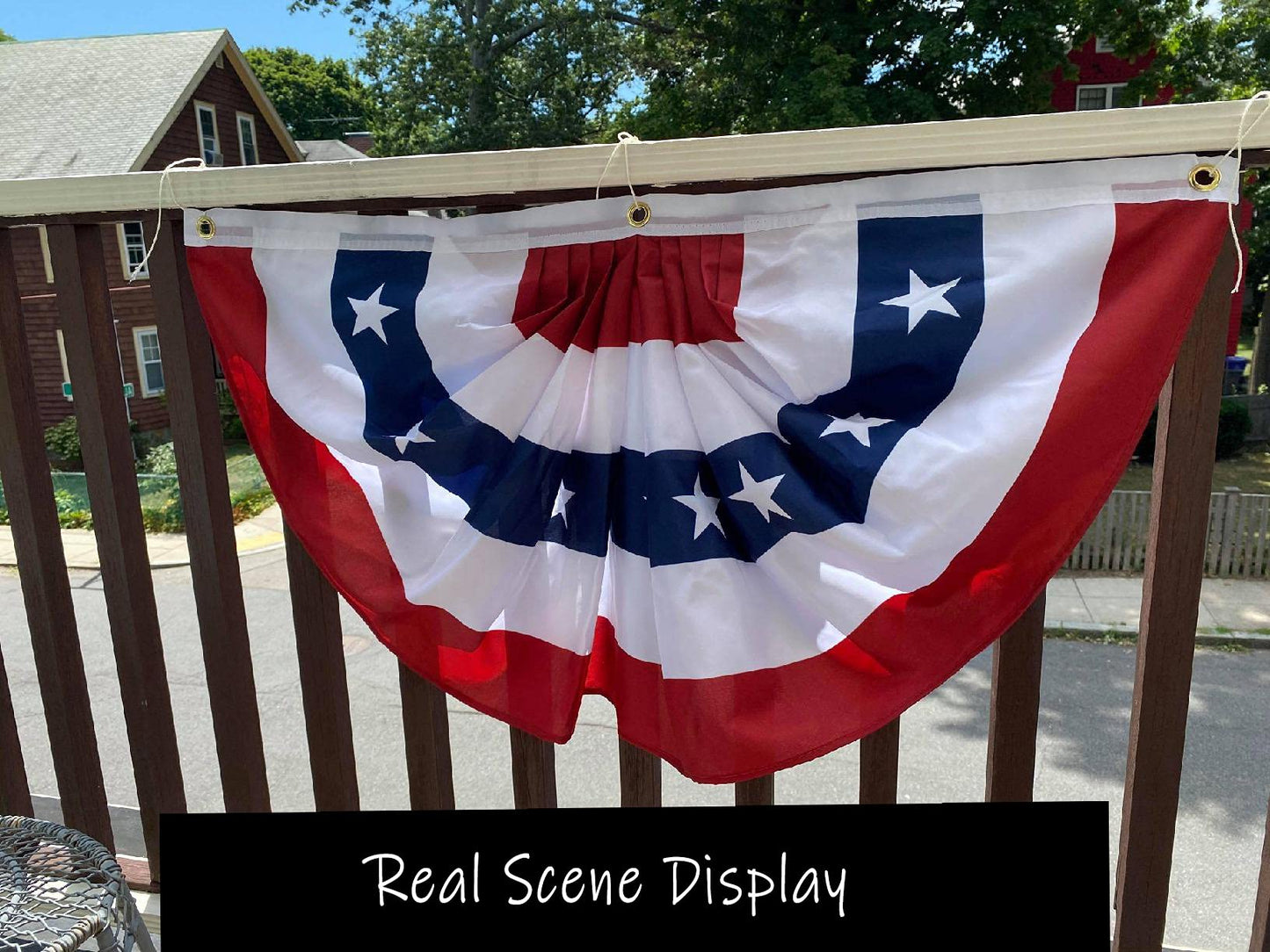 1.5x3 Ft American flags Bunting Flag outdoor - Half Fan Banner Pleated Patriotic Polyester USA Flag for 4th of July Decorations 8-pack