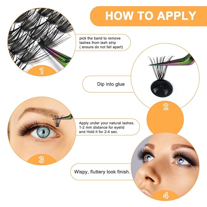 B&Q Lash Clusters 280PCS Natural Eyelash Clusters 40D C 13mm Individual Lash Wispy Eyelash Extension with Soft Thin Band Classic Look Pestañas Postizas Comfortable DIY at Home(40D-C-13mm)