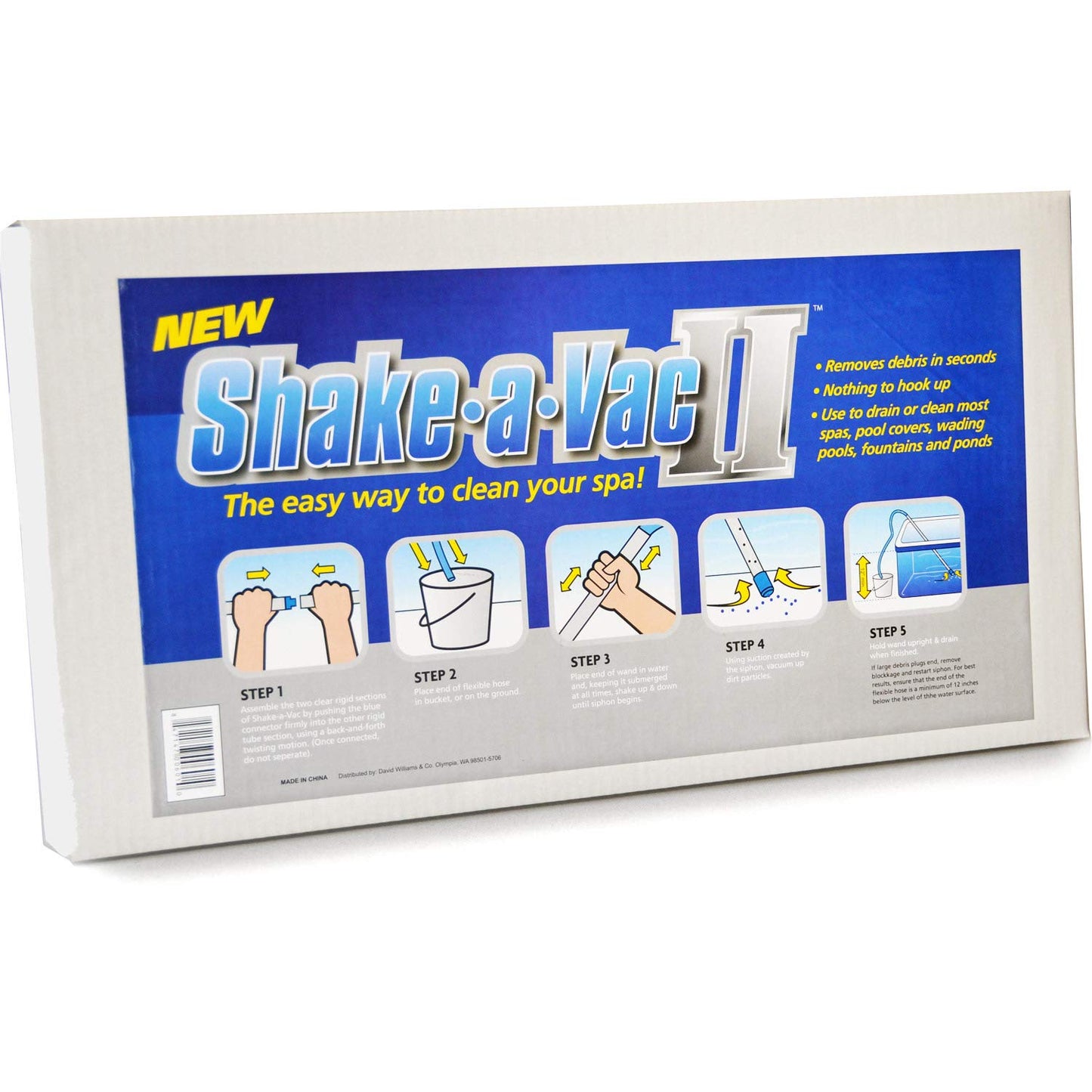 Shake-a-Vac Spa & Pool Water Vacuum & Self-Starting Siphon Drain for Hot Tubs