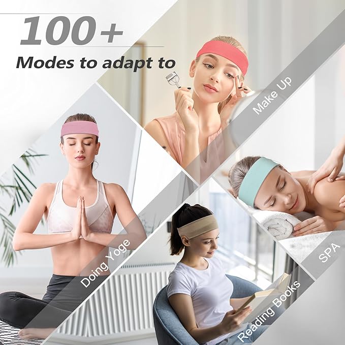 DiyJibb Headbands for Women, Stretchy Non Slip Soft Cotton Cloth Hair Bands for Sports, Workout, Yoga and Running, 7pcs