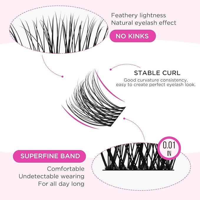 PopUp Cluster Lashes Wispy Lash Clusters Soft D Curl Eyelash Clusters Russian Lashes Clusters DIY Eyelash Extensions at Home,Thin Bank 9-18mm MIX (703)