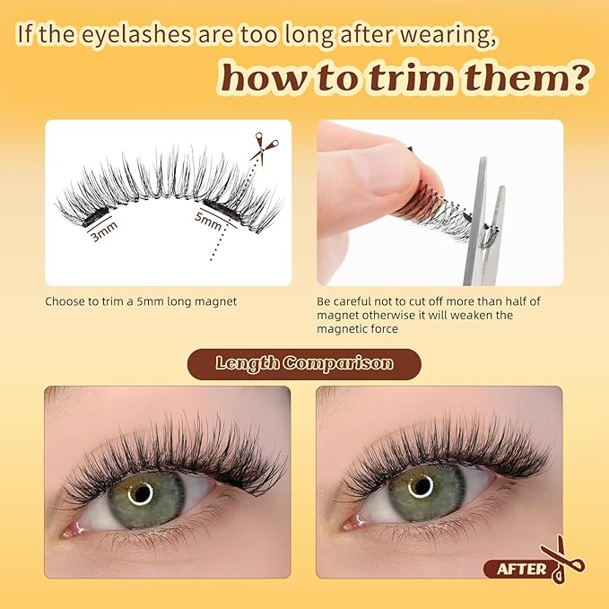 QUEWEL Magnetic Eyelashes with Applicator Reusable No Glue Needed Magnetic Lashes Cat Eye Natural Look Lashes Kit Easy to Wear and Remove(NZH D01)