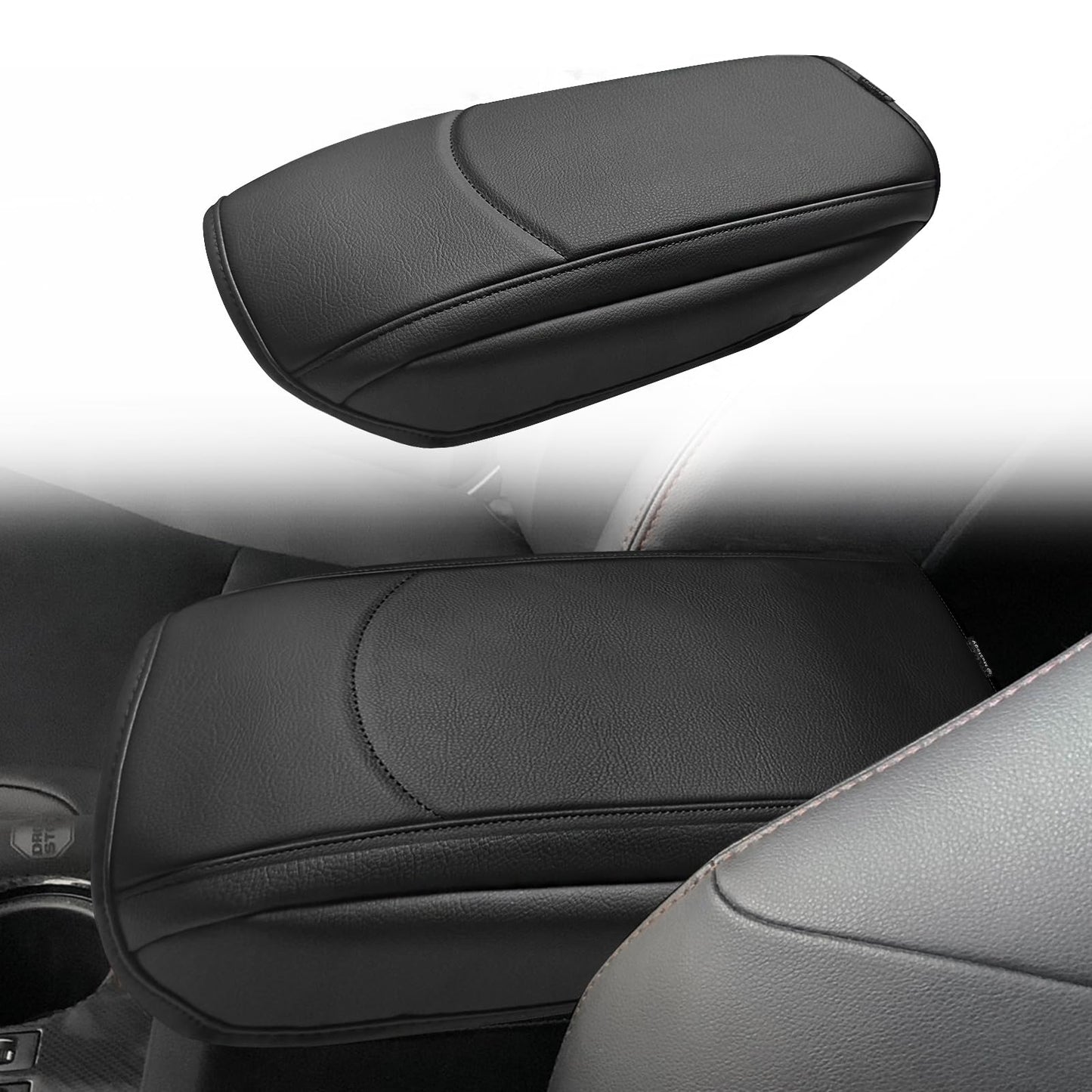 Muslogy Center Console Armrest Cover Fit for Toyota 4Runner 2010-2024 Accessories, Comfort Armrest Pad Console Lid Cushion Vegan Leather Regular Thick
