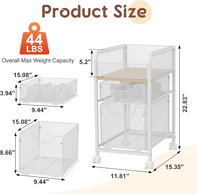 Hongtamoya Rolling Makeup Cart Organizer with 2 Drawers, Narrow Floor Skincare Organizers, Vanity Organizer Cosmetics Display Cases Holder for Skin Care Nail Polish Perfume Makeup Brush, White