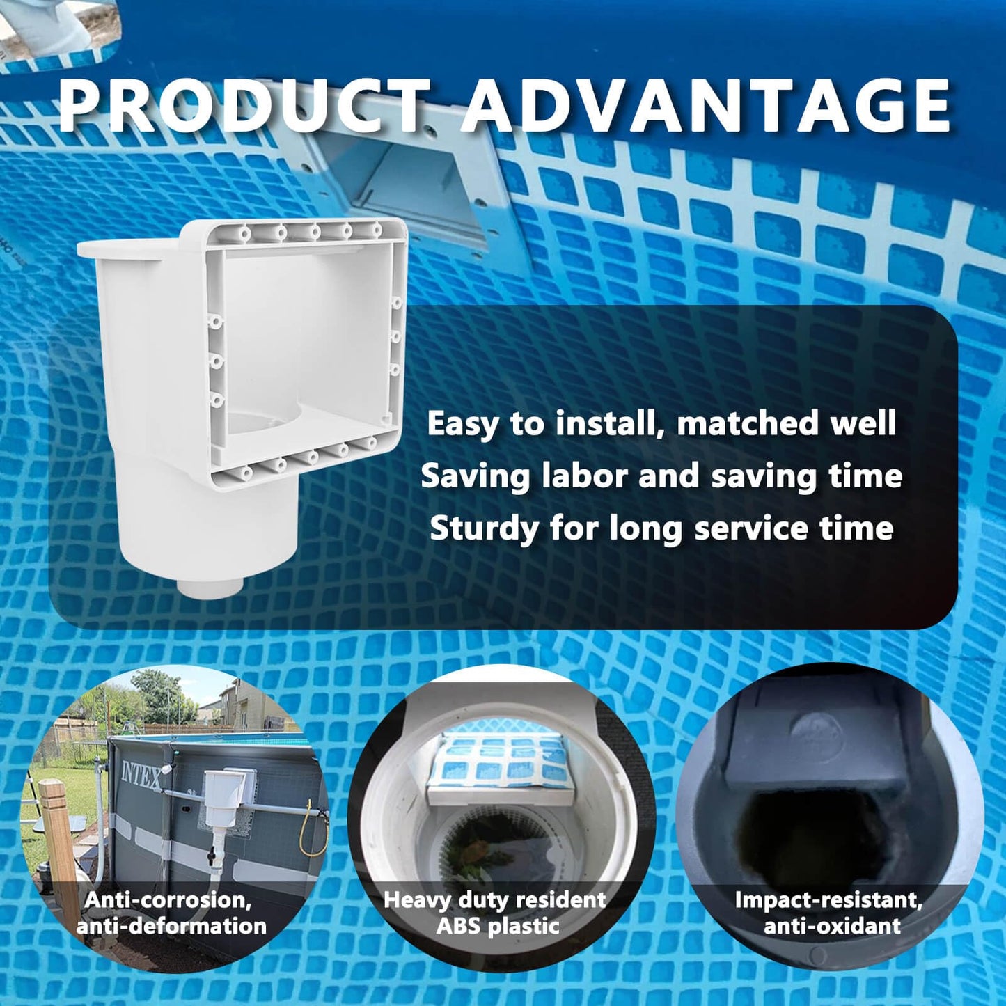 ZAIGANMA Above Ground Pool Skimmer, ABS Standard Thru-Wall Skimmer with Accessory Kit, Swimming Pool Skimmer, Opening Width 6 Inches Fits for All Standard Pool Wall, Replace #SP1091LX, 8940,45-400