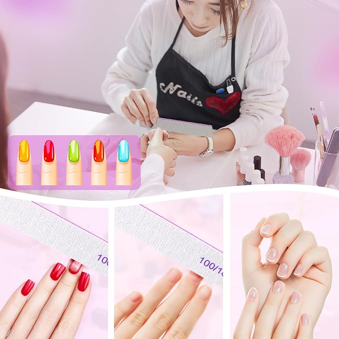 Nail Files (18 Pack), 100/180 Grit Double Sided Emery Boards for Natural & Acrylic Nails, Reusable Manicure for Women & Men, Professional Fingernail Filer & Lima de UÃÂ±as for Salon & Home Use