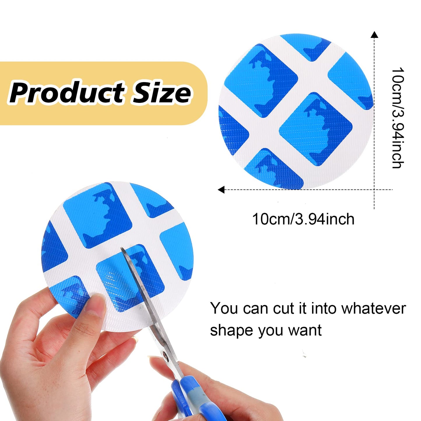Outus 24 Pcs Vinyl Pool Patch Repair Kit Self Adhesive Pool Liner Plastic Repair Patch Pools Patches for Above Ground Pools Inflatable Boats Air Mattress Products, 4 Inch(Blue Checkered)