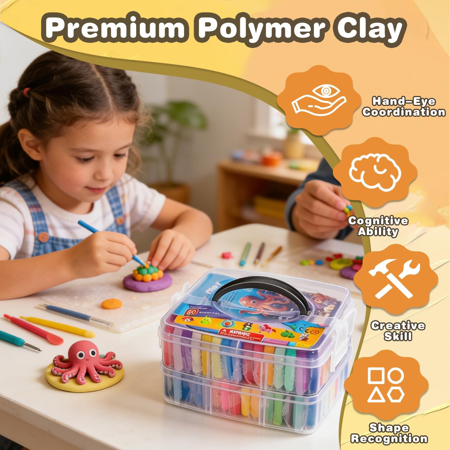 Ixiaoyoo 70 Colors Polymer Clay, DIY Modeling Clay Starter kit for Kids, Oven Baked Model Clay Art & Crafts Toys with Sculpting Tools, Non-Sticky, Birthday & Christmas Gift for Kids & Adults Artists