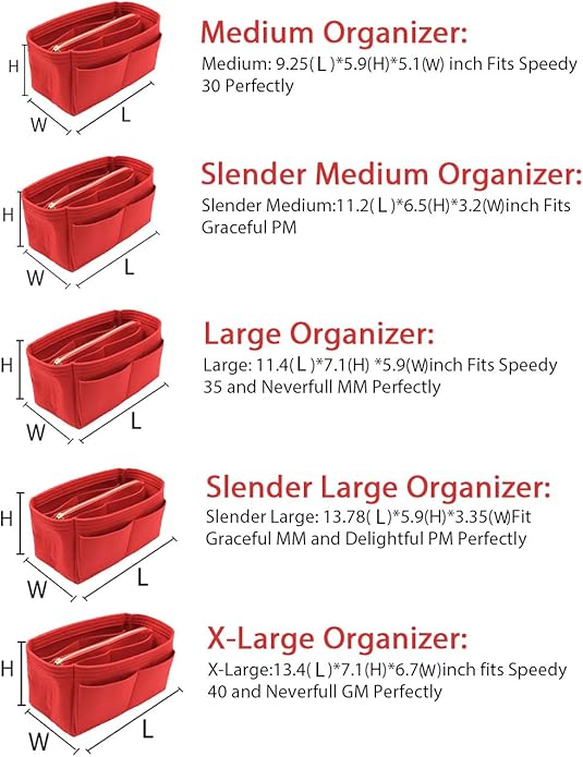 LEXSION Felt Purse Bag Organizer Insert with zipper Bag Tote Shaper Fit Speedy Neverful PM MM