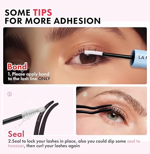 LA MAESII Lash Bond and Seal 10ML, Lash Cluster Glue Waterproof,Long Lasting Lash Glue for Eyelash Clusters,2 in 1 Eyelash Glue Quick Dry Latex Free Eyelash Adhesive(Clear)