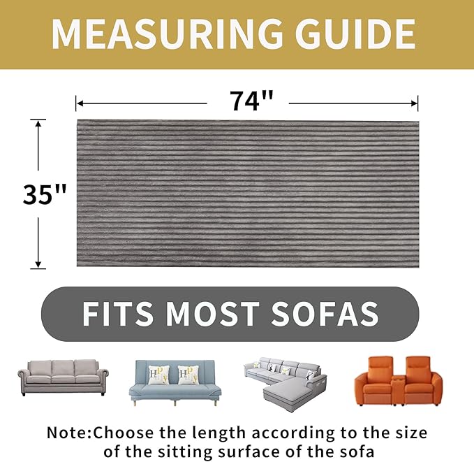 HAOMAIJIA Waterproof Couch Cover for Dogs Washable,Faux Fur Pet Couch Covers for Sofa,Soft Dog Bed Cover Non-Slip Couch Covers for 3 Cushion Couch Sofa Pet Friendly (Grey, 35" x 74")