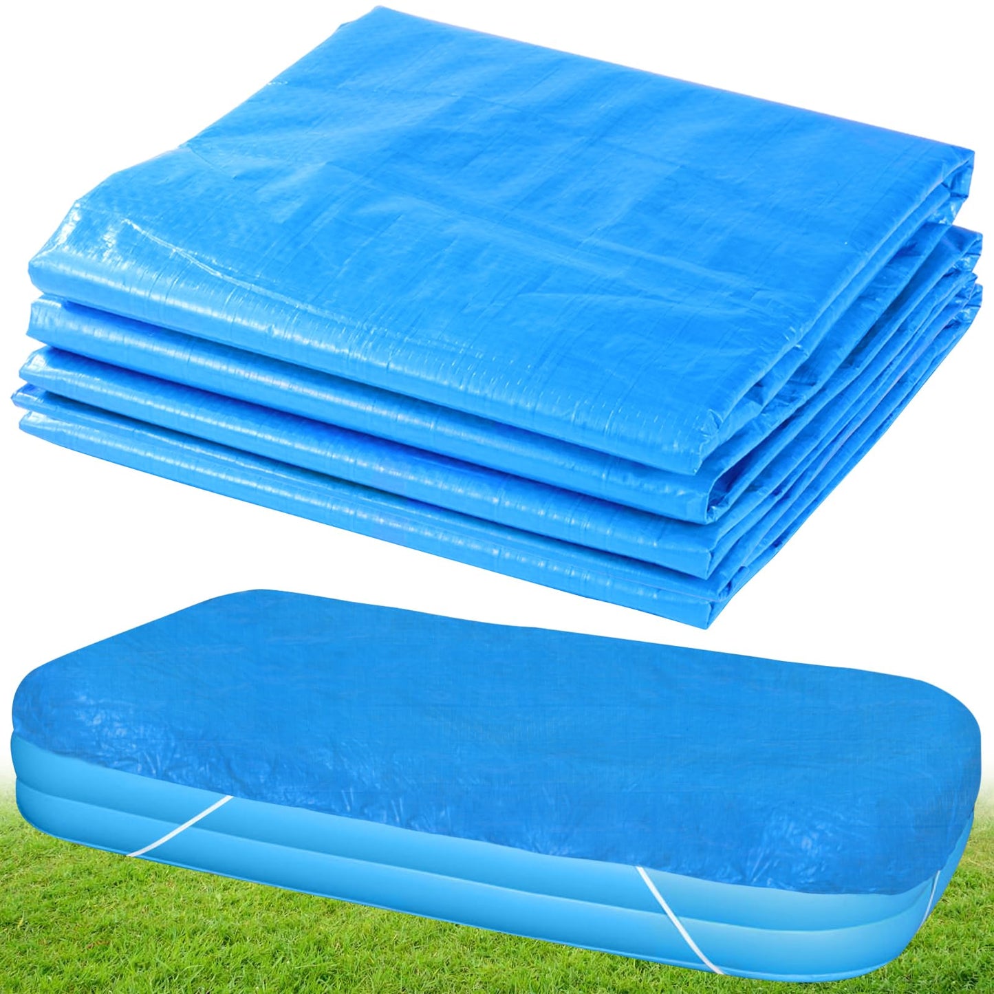 6.7 × 10 FT Rectangular Pool Cover,Inflatable Swimming Pool Cover Fits Under 120"x80" Above Ground Pools,Rectangle Above Ground Swimming Pool Cover with Adjustable Drawstring