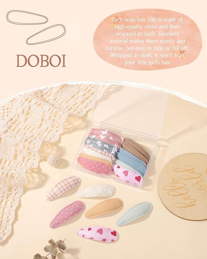 doboi 20Pcs Toddler Hair Clips Hair Barrettes Baby Girls Hair Bows Clips Floral Print Non Slip Snap Hairpins Flower Hair Clips for Girls Kids Toddler Hair Accessories