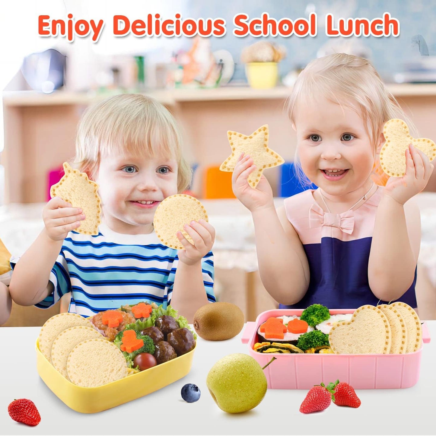 30Pcs Sandwich Cutter and Sealer for Kids Fruit Cutters Shapes Food Picks Crustless Sandwich Shape Cutters Decruster Sandwich Maker DIY Cookie Cutter Boys Girls School Bento Box