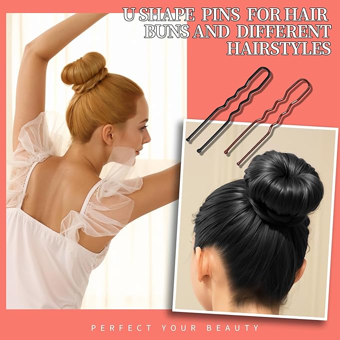 Teenitor 300pcs Bobby Pins Hair Pins, 100 Hair Pins 100 Bobby Pins Brown Hair Black for Women 100 Hair Bands 2inch 2.36inch 2.75inch Brown Black
