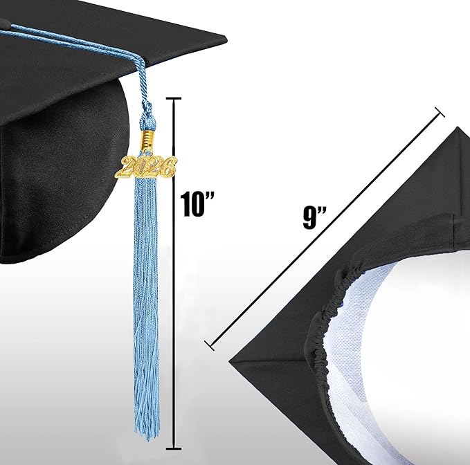 Graduation Cap with 2026 Tassel Year Charm Black Graduation Cap for High School & Bachelor