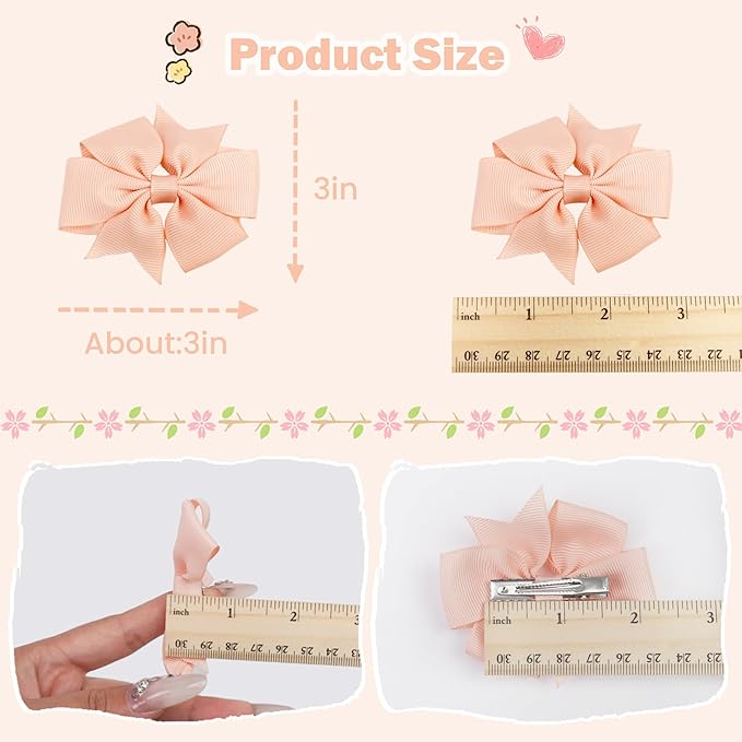 CÉLLOT 40Pcs 3 Inch Boutique Grosgrain Ribbon Pinwheel Hair Bows Alligator Clips For Girls Toddlers Accessories Teens Gifts In Pairs
