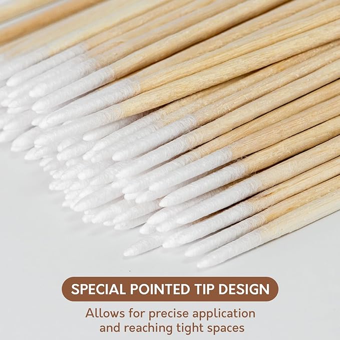 1500PCS Pointed Cotton Swabs with Storage Case - 4 inch Microblading Precision Tip Cotton Swabs with Wooden Sticks - Micro Tips for Makeup Eyelash Extensions Nail Art Supplies