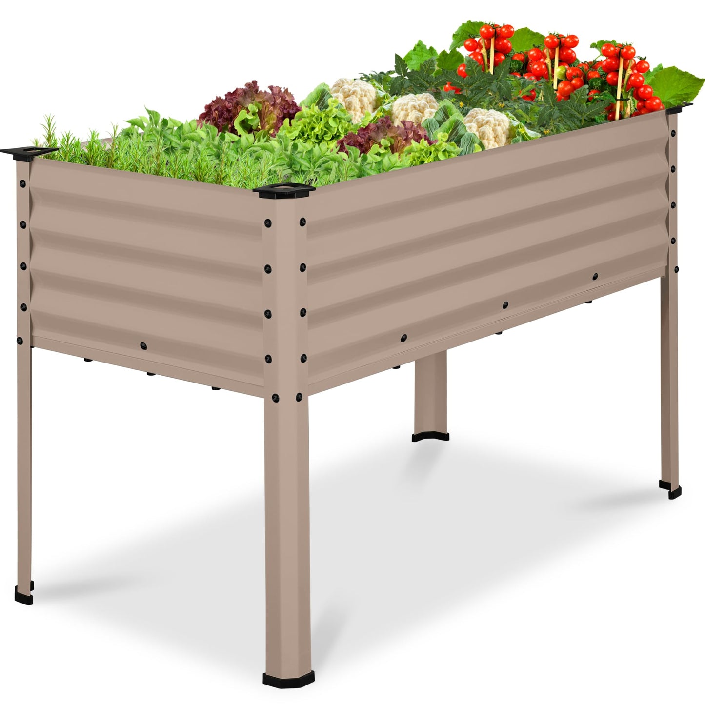Best Choice Products 48x24x30in Galvanized Raised Garden Bed, Metal Elevated Planter Box, Vegetable Garden for Backyard, Patio, Balcony, 100% Non Toxic Materials - Taupe