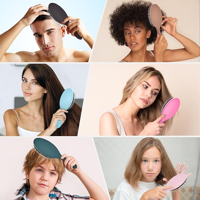 Boar Bristles Hair Brush for Women and Men, Detangling Hair Brush for Smoothing Massage Add Shine, Nylon&Boar Bristles Detangler brush for Hair Healthy (1 Pack-HotPink)