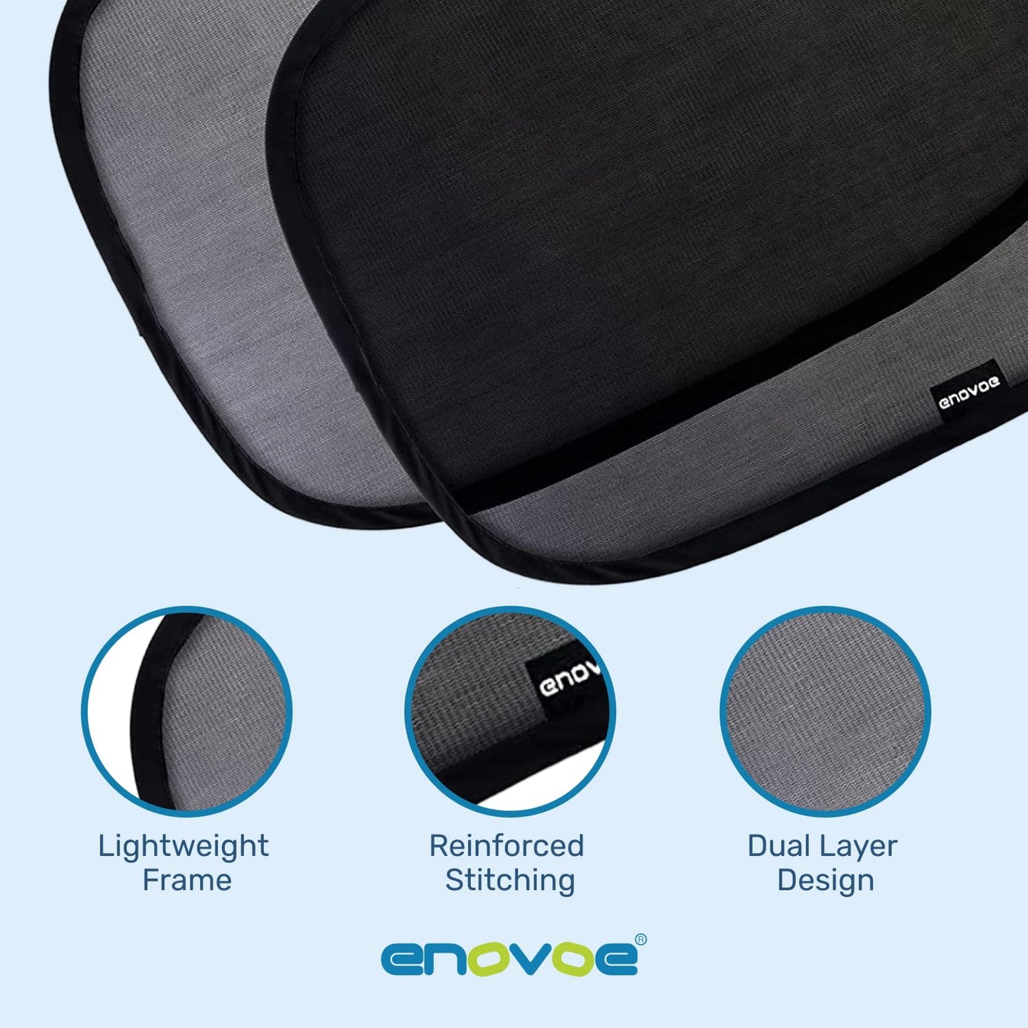 Enovoe Car Window Shade for Baby - (4 Pack) - XL - 25" x 16" - Cling Car Sun Shade for Windows - Sun, Glare and UV Rays Protection for Your Child