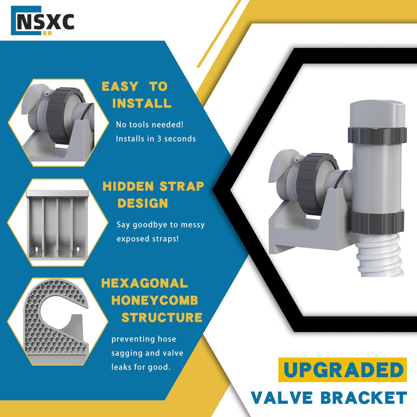 Nsxc 2Pcs Swimming Pool Pipe Holders, Above Ground Plunger Valves Bracket, Pool Accessories, Designed to Fit On Bestway, Intex, Hecht, and Other Major Pool Brands