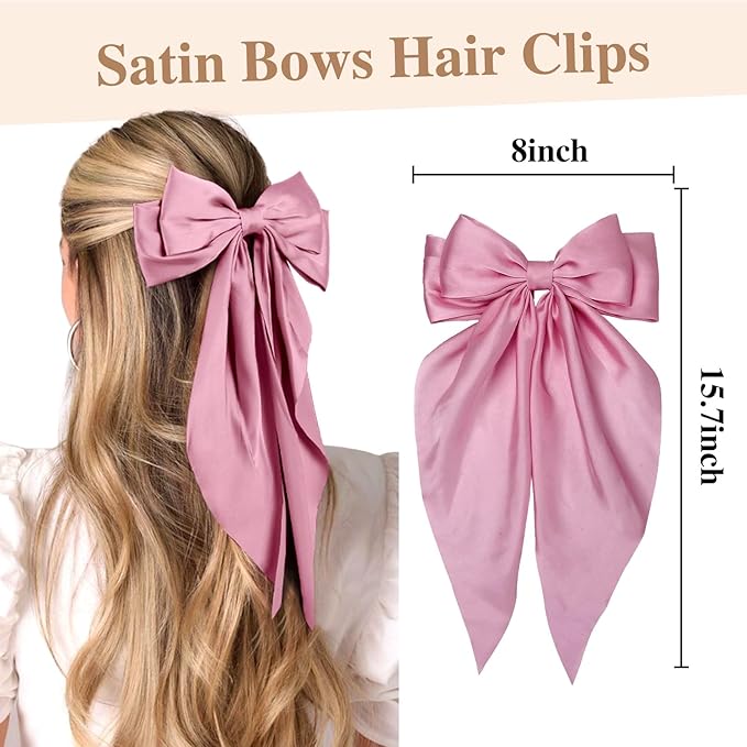 Hair Bows for Women Hair Ribbon Bow Hair Clips with Long Tails Vintage Hair Accessories for Women