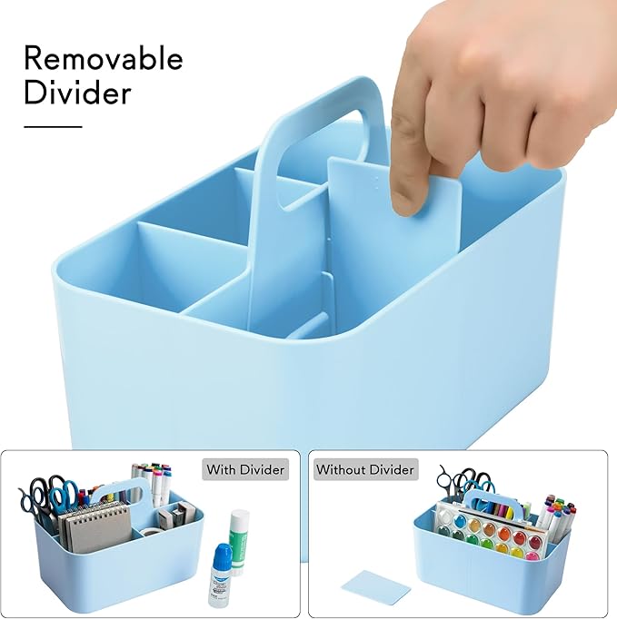 Tiawudi Multipurpose Caddy Organizer, Plastic Caddy with Handle, Stackable Desk Organizer for Stationery, Marker and Pencil, Office Supplies Organizer, Dorm Caddy