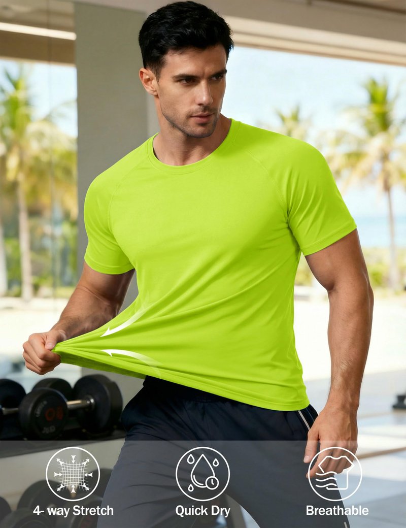 KEFITEVD Sun Shirts for Men Short Sleeve UPF 50+ Swim Shirt Quick Dry Rash Guard T-Shirts Lightweight Workout Cycling Beach Fishing Hiking T-Shirt Green