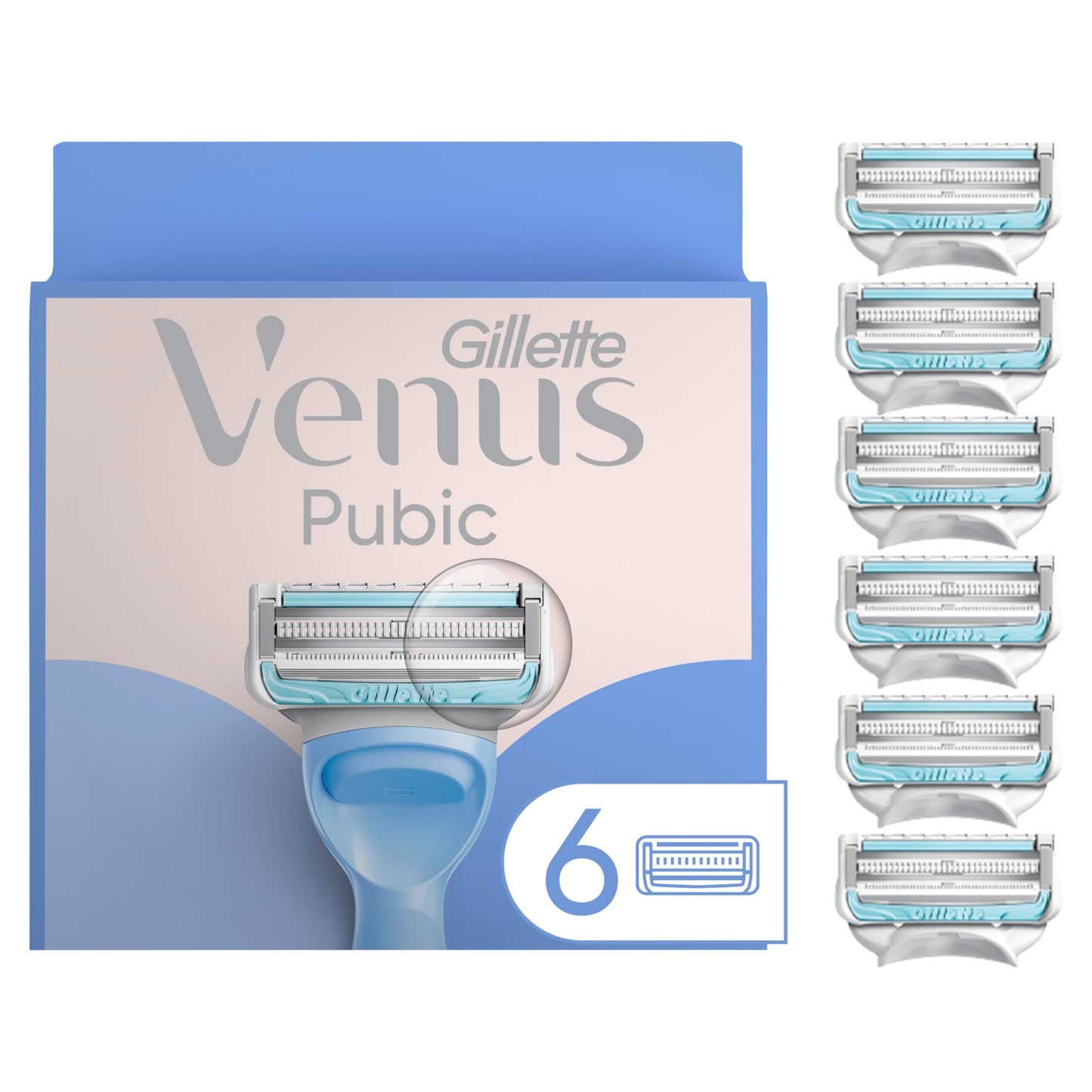 Gillette Venus Intimate Grooming Razors for Women, 6 Razor Blade Refills, Bikini Razors for Women