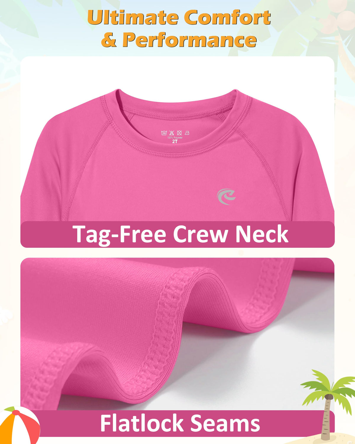 Boys UPF 50+ Swim Shirt Long Sleeve, 1 or 2 Pack UV Sun Protection Rash Guard, Youth Kids SPF Water Shirts for Beach Surf