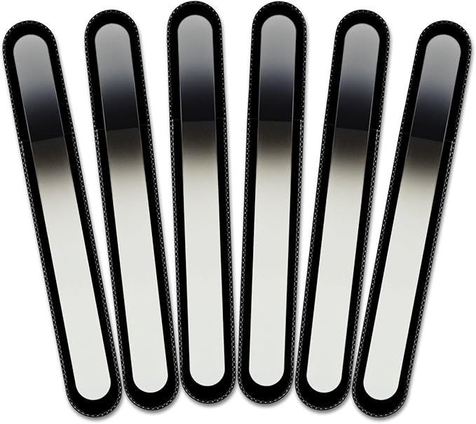 Mont Bleu Rainbow Crystal Nail File in Black Pouch - Large/Professional Size - Czech Tempered Glass - Handmade in Bohemia (Czech Republic)