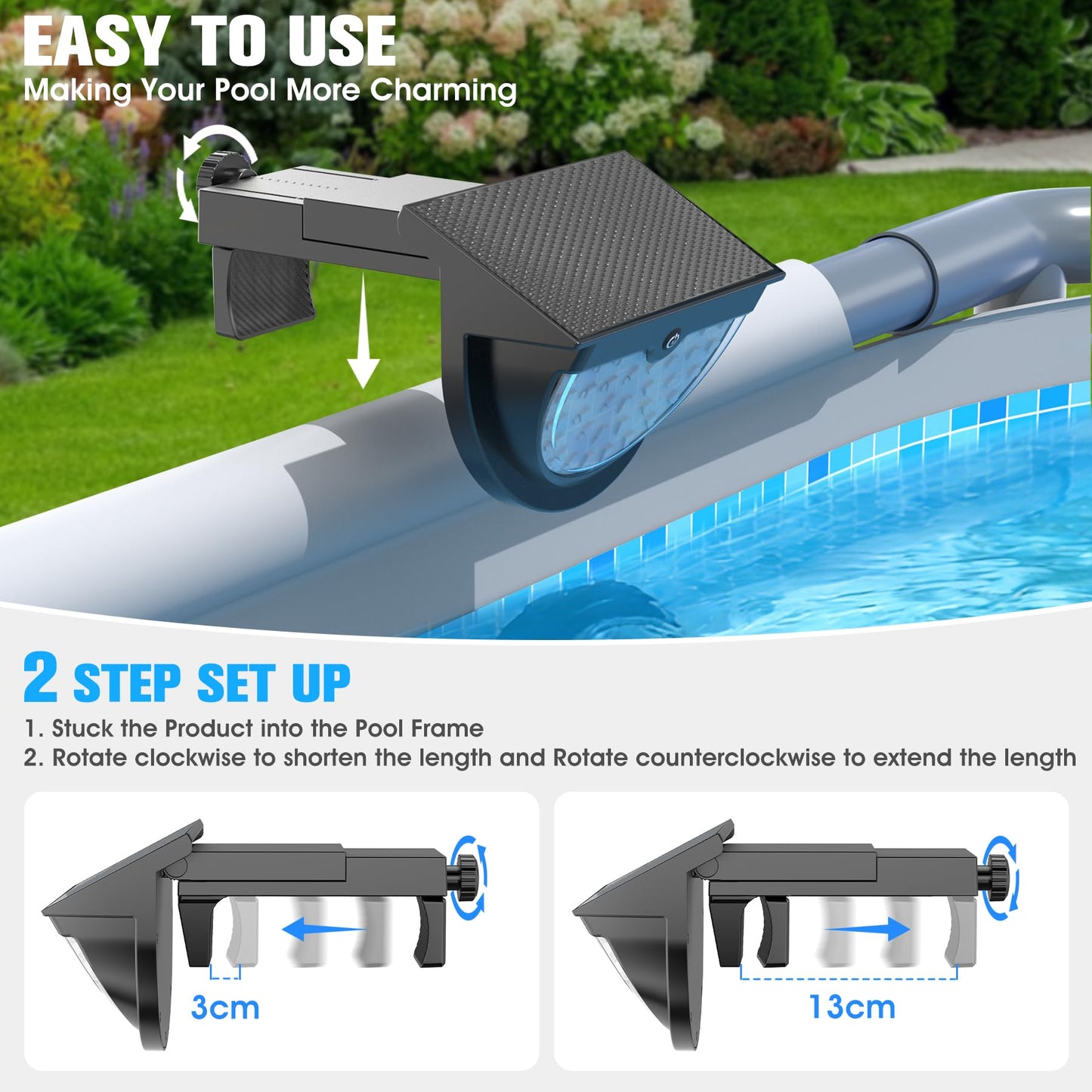 Solar Pool Lights,2026 Upgraded Solar Powered Above Ground Pool Lights, Frame Pool light Waterproof,Swimming Pool Solar Light,Color Changing Pool Lighting for Above Ground Pool Accessories-1PC