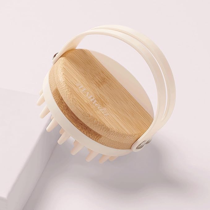 The Hair Edit Scalp Renew Bamboo Shampoo Massage Brush, Scalp Scrubber with Soft Silicone Bristles for Hair Growth, Exfoliation