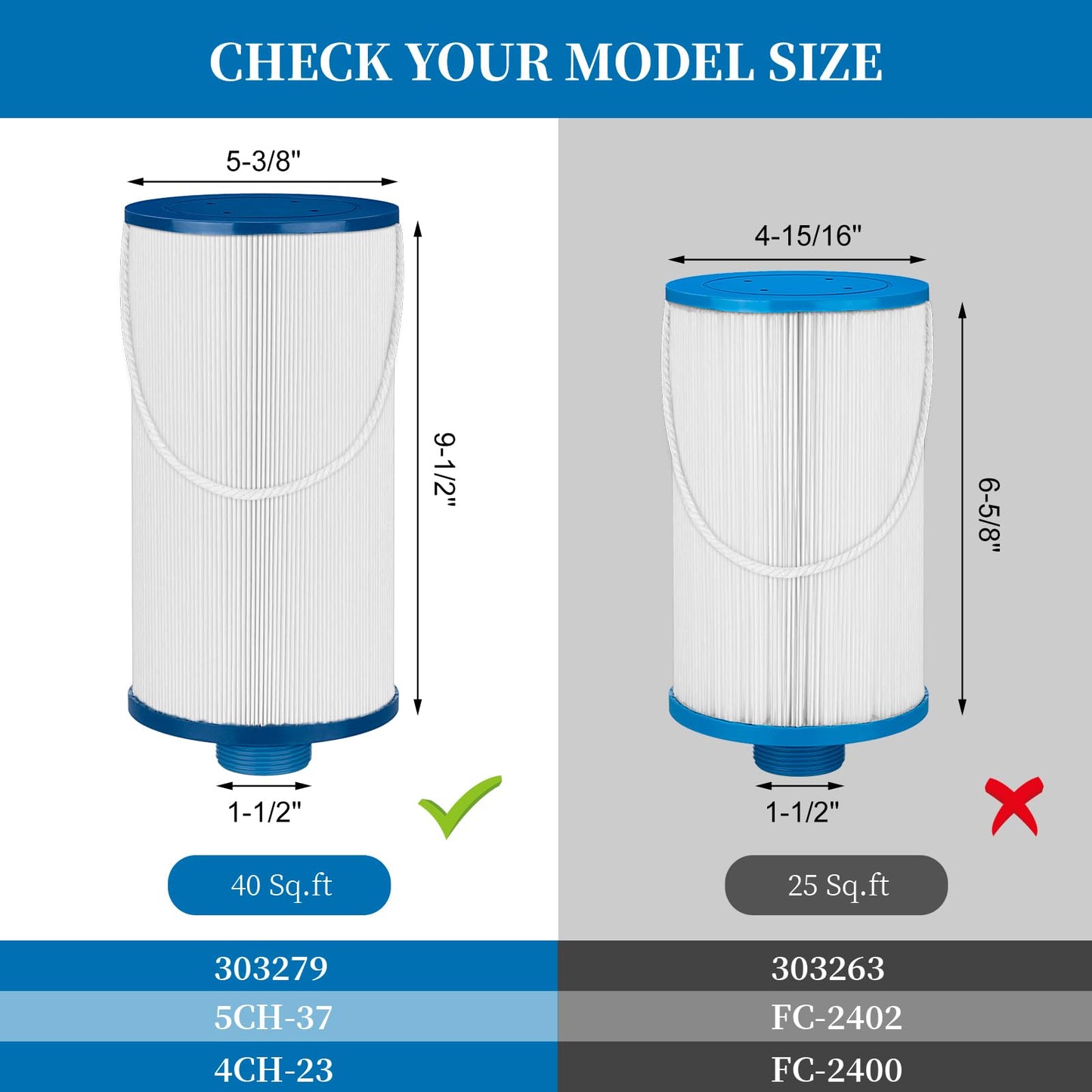 Porscan Spa Filter Replacement for Watkins 303279 Filbur FC-2402, Hot Tub Filter Cartridge 5CH-37 PFF42TC-P4 78460 Conpatible with LifeSmart, Free Flow, AquaTerra, Fantasy - 1 Pack