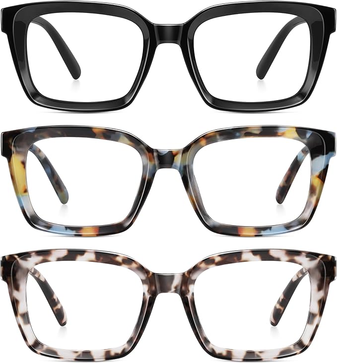 XVXV Reading Glasses for Women Men - Blue Light Blocking Readers Oversize Square Anti Glare with Spring Hinge