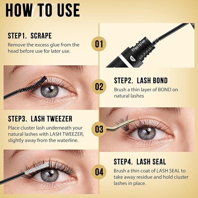 QUEWEL Lash Clusters 320Pcs Cluster Lashes 35D+45D D Curl Lash Cluster Eyelash Extensions Mix9-16mm Individual Eyelashes Clusters Wispy Lash Clusters Thin Band Soft to Use at Home(35D+45D D Mix9-16)