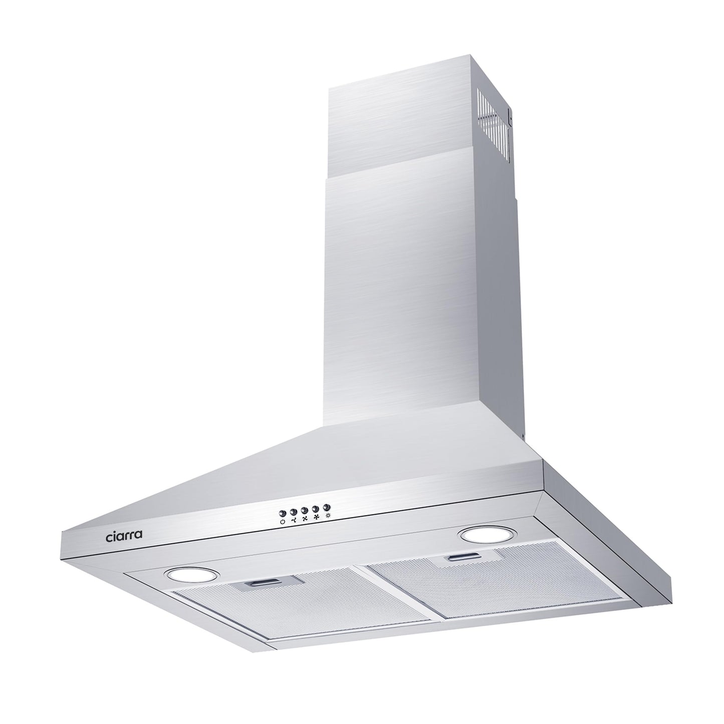 CIARRA Range Hood 30 inch Wall Mount 550CFM Ducted Ductless Stove Vent Hood with 2 LED Light for Kitchen, Stainless Steel, Push Button, Easy to Install, CAS75206P-N